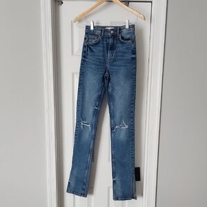 NWOT Zara Blue Skinny Jeans with Distressed Details